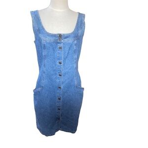 𝅺Vintage Banana republic Blue Jean Denim Dress size 12  90's Nineties Y2K